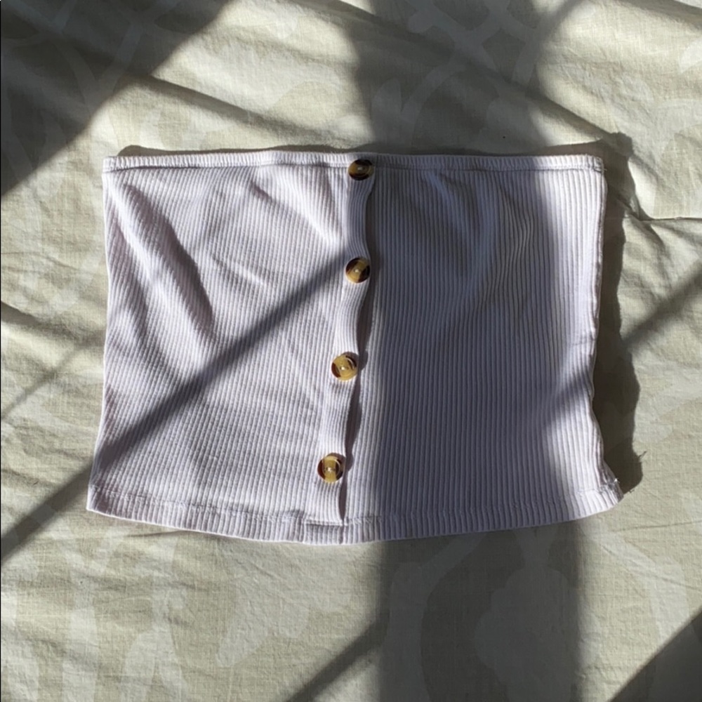 White button down tube top